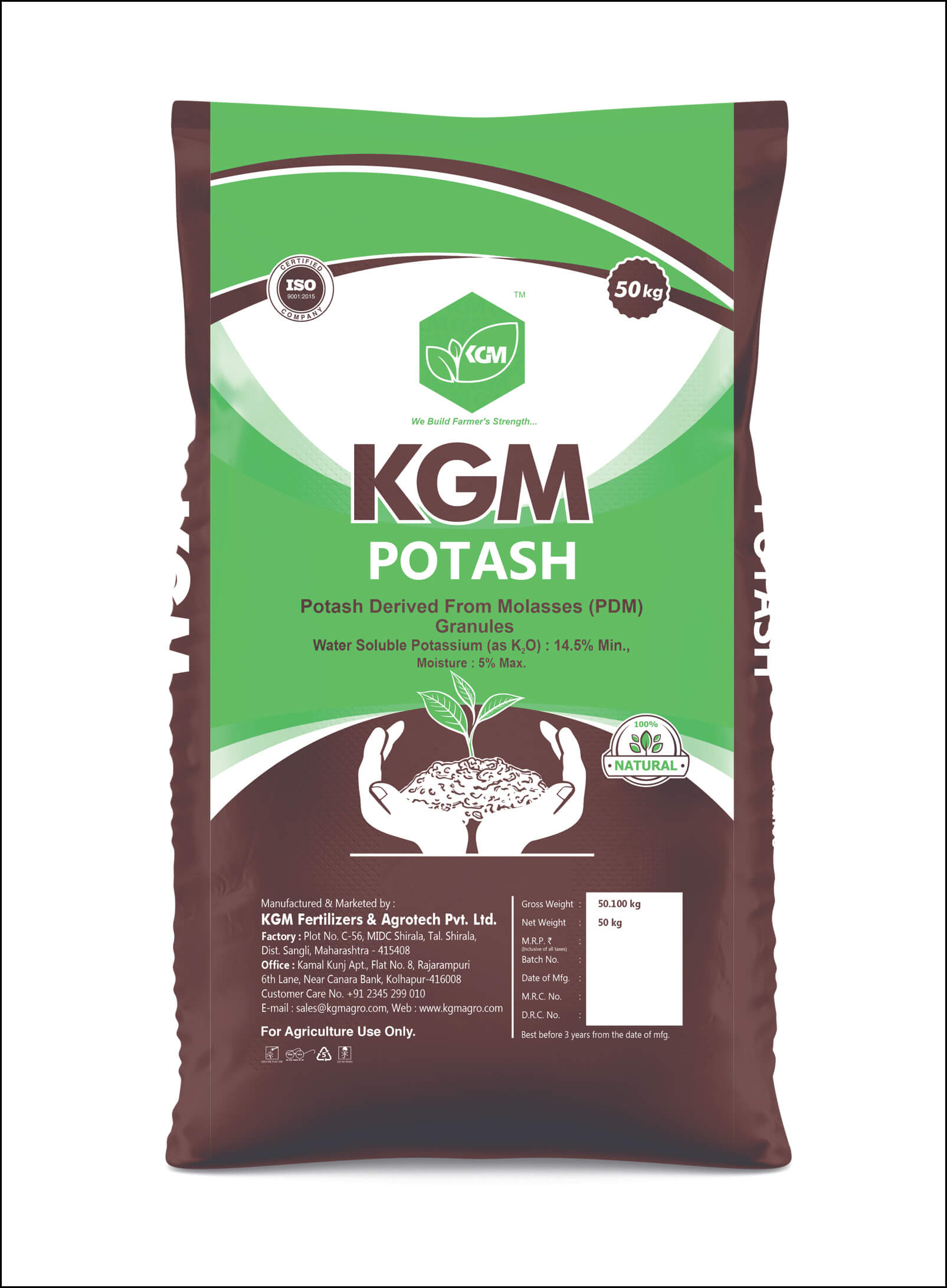 Granule Form PDM Potash Natural Organic Fertilizers - KGM