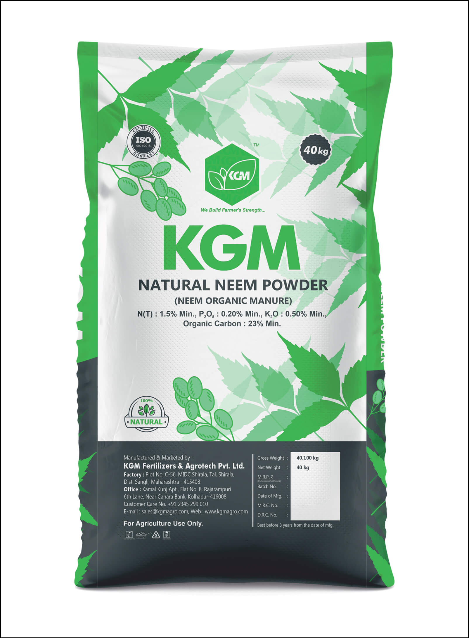 Neem Powder Natural Organic Fertilizers For Agriculture - KGM